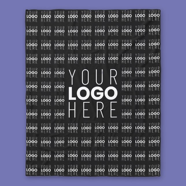Your Logo or Image Tiled Pattern Large Center Logo Fleece Blanket (Creator Uploaded)