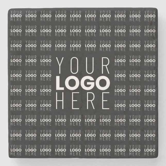 Your Logo or Image Tiled Pattern Large Center Logo Stone Coaster (Front)