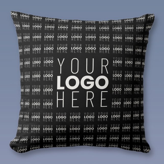 Your Logo or Image Tiled Pattern Large Center Logo Throw Pillow (Creator Uploaded)