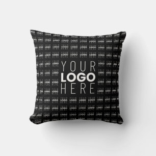 Your Logo or Image Tiled Pattern Large Center Logo Throw Pillow
