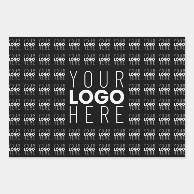 Your Logo or Image Tiled Pattern Large Center Logo Wrapping Paper Sheets (Front)