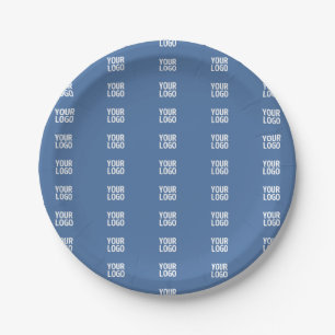 Your Logo or Image Vertical Stripes Pattern Paper Plates