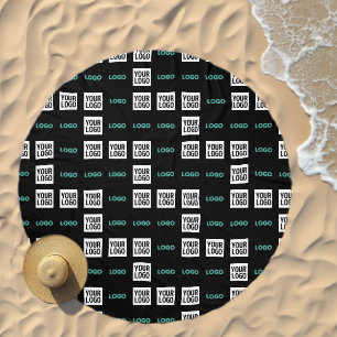 Your Logo or Image Zig Zag Pattern w/Two Images Beach Towel