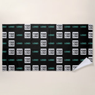 Your Logo or Image Zig Zag Pattern w/Two Images Beach Towel