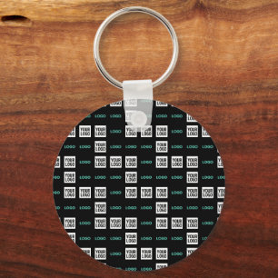 Your Logo or Image Zig Zag Pattern w/Two Images Keychain