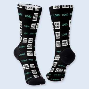 Your Logo or Image Zig Zag Pattern w/Two Images Socks