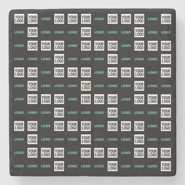 Your Logo or Image | Zig Zag Pattern w/Two Images Stone Coaster (Front)