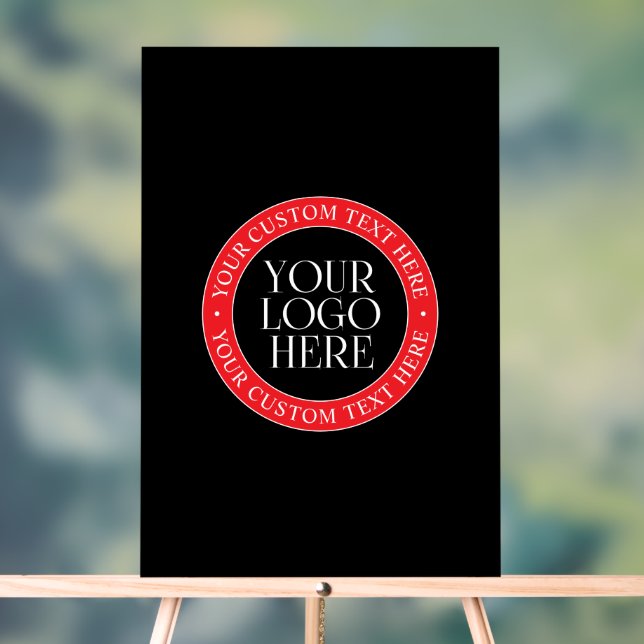 Your Logo or other Image | Black Red & White Acrylic Sign (Neutral)