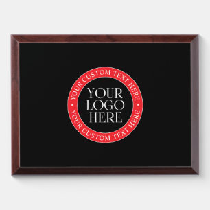 Your Logo or other Image Black Red & White Award Plaque