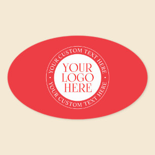 Your Logo or other Image Christmas Red & White Oval Sticker