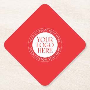 Your Logo or other Image Christmas Red & White Paper Coaster