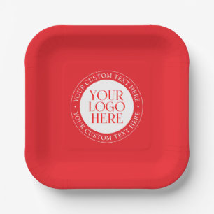 Your Logo or other Image Christmas Red & White Paper Plates