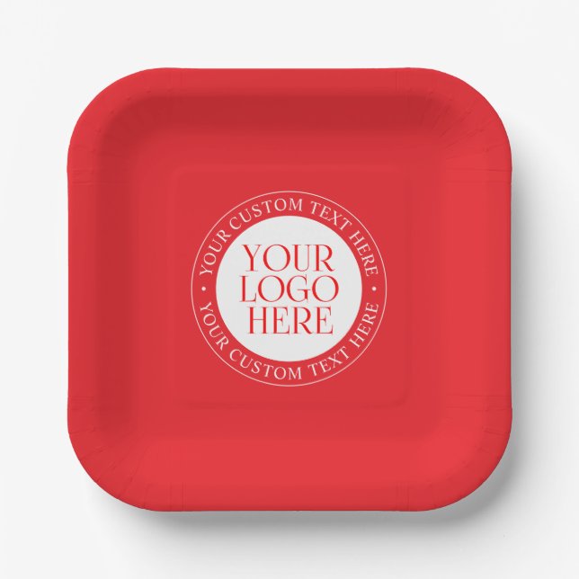 Your Logo or other Image | Christmas Red & White Paper Plates (Front)