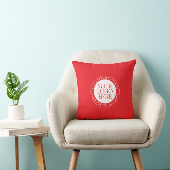 Your Logo or other Image | Christmas Red & White Throw Pillow (Chair)