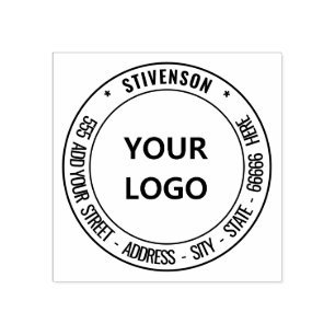 Your Logo or Photo Address Round Rubber Stamps