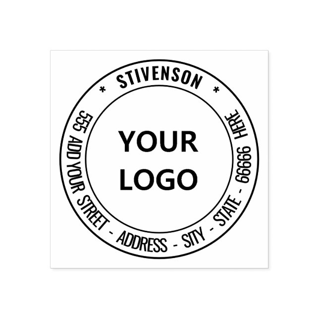 Your Logo or Photo Address Round Rubber Stamps (Imprint)