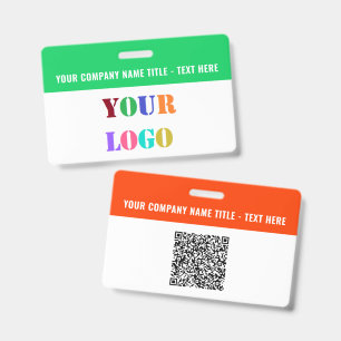 Your Logo or Photo and QR Code Business Name Badge