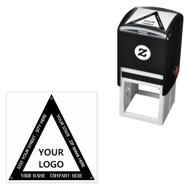 Your Logo or Photo Color Triangular Address Stamp (In Situ)