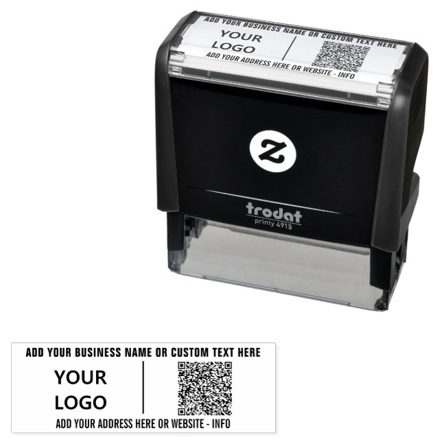 Your Logo or Photo Custom Text and QR Code Stamp (In Situ)