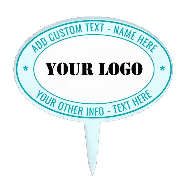 Your Logo or Photo Custom Text Cake Topper Example (Front)