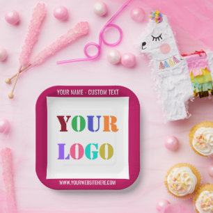 Your Logo or Photo Custom Text Party Paper Plates