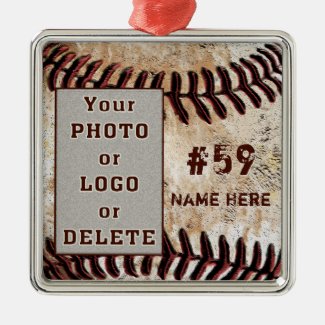 Your Logo or Photo Personalized Baseball Ornaments