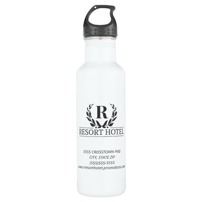 Your Logo or Photo White Stainless Steel Water Bottle (Front)