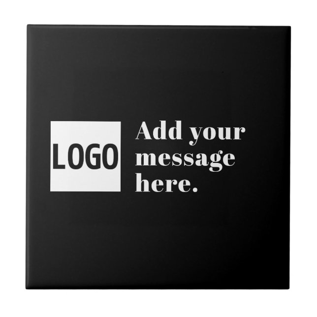 Your Logo or Uploaded Image & Editable Retro Text Ceramic Tile (Front)