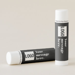 Your Logo or Uploaded Image & Editable Retro Text Lip Balm