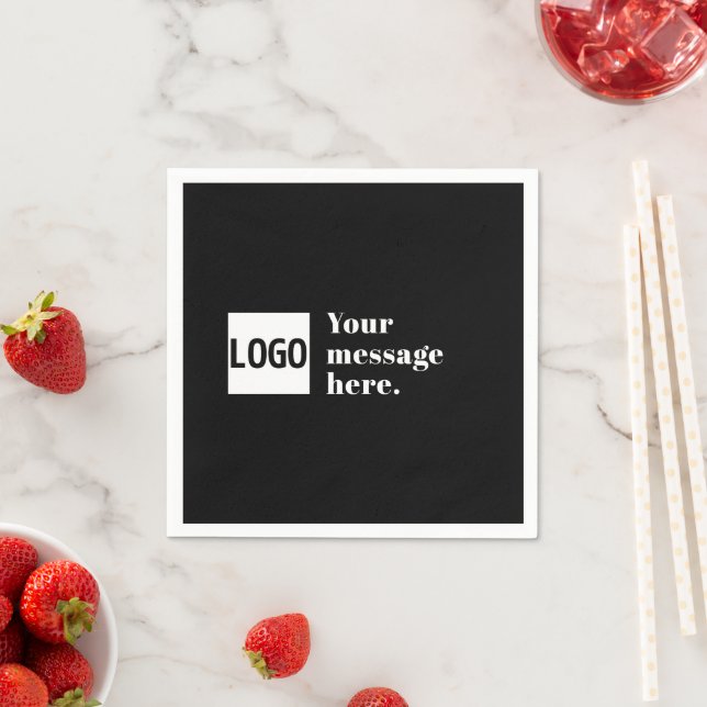 Your Logo or Uploaded Image & Editable Retro Text Napkins (Insitu)
