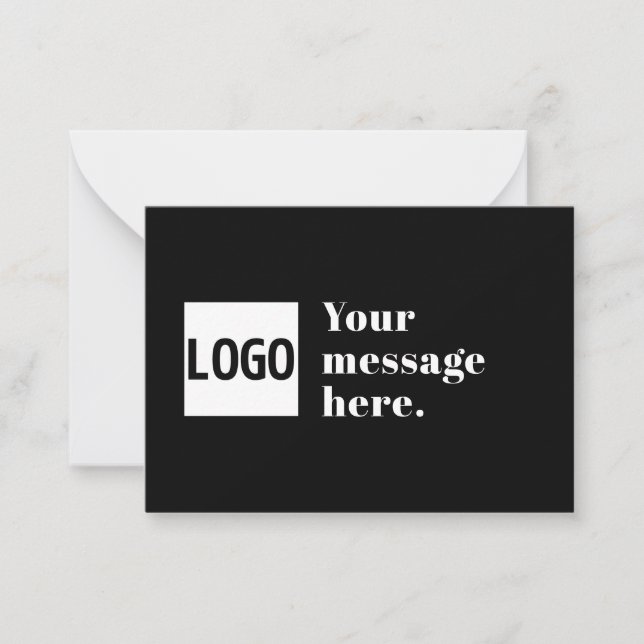 Your Logo or Uploaded Image & Editable Retro Text Note Card (Front)