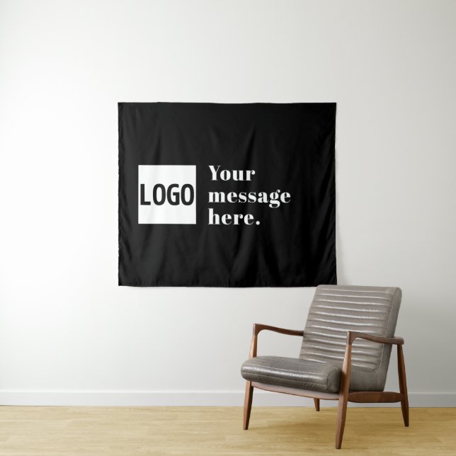 Your Logo or Uploaded Image & Editable Retro Text Tapestry (In Situ (Horizontal))