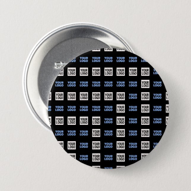 Your Logo or Uploaded Image | Geometric Pattern  Button (Front & Back)
