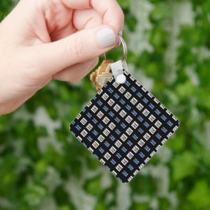 Your Logo or Uploaded Image Geometric Pattern Keychain