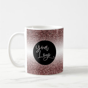 Your Logo Over Dark Rose Gold and White Ombre Coffee Mug