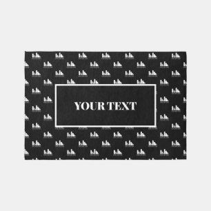 Your Logo Pattern Custom Text Black Background Outdoor Rug