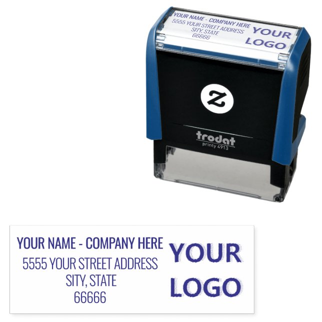 Your Logo Photo Address Self-inking Stamp Template (In Situ)