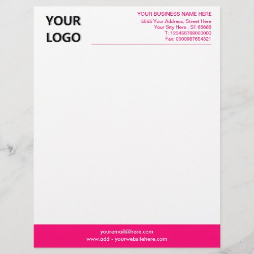 Your Logo Photo Business Office Letterhead _ Pink