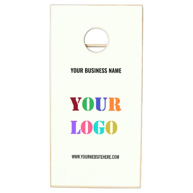 Your Logo Photo Cornhole Set Example Custom Text (Left)