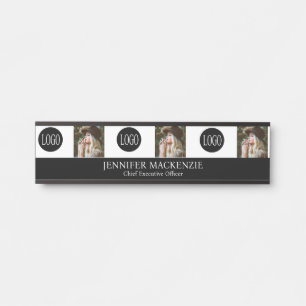 Your Logo Picture Photo Black and White Office Door Sign