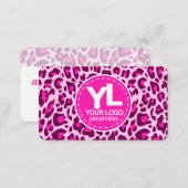 Your Logo Pink Leopard Print Rockabilly Pattern Business Card (Front/Back)