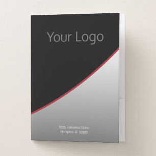 Your Logo Professional Black Gray Red Business Pocket Folder