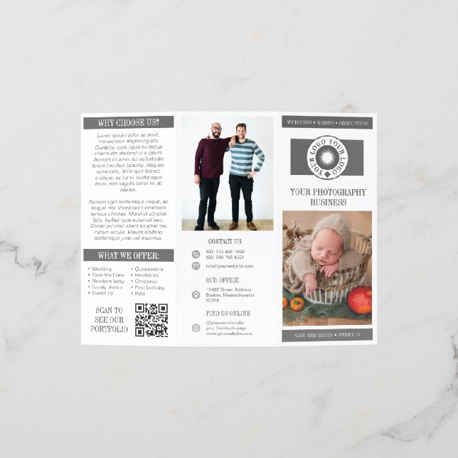 Your Logo Professional Photographer Price Packages Brochure (Outside)