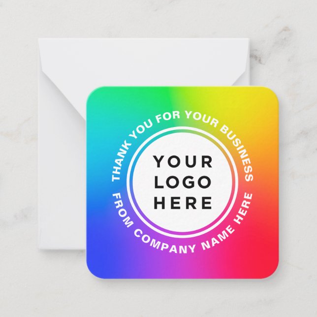 Your Logo Professional Rainbow Thank You Note Card (Front)