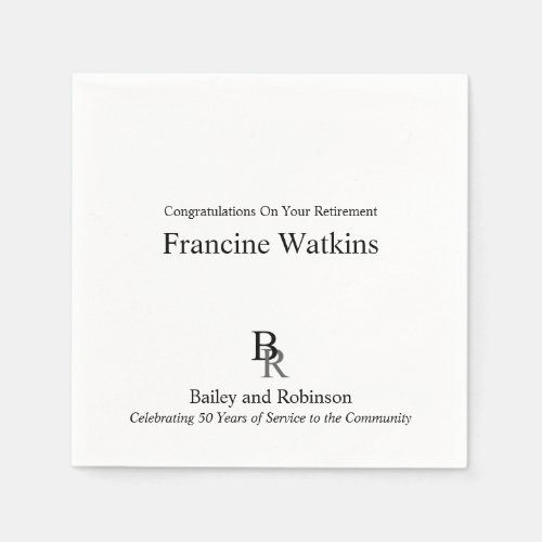 Your Logo Professional Retirement Dinner Napkins