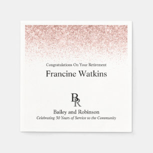 Your Logo Professional Retirement Pink Glitter Napkins