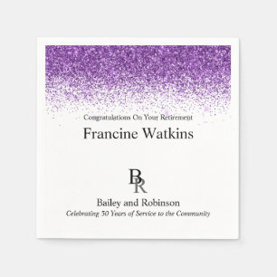 Your Logo Professional Retirement Purple Glitter Napkins