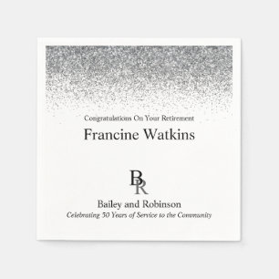 Your Logo Professional Retirement Silver Glitter Napkins