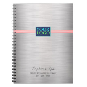 Your Logo, Promote Business, Brushed Gold & Pink Notebook