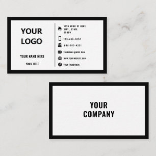 Your Logo Promotional Personalized Black and White Business Card